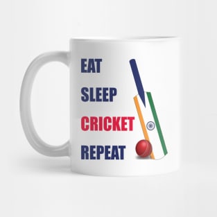 Eat Sleep Cricket Repeat India Flag Cricket Bat Mug